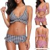 Funic Casule Women Plaid Print Push-Up Padded Bra Beach Bikini Set Swimsuit Swimwear Black B07MV1VK25